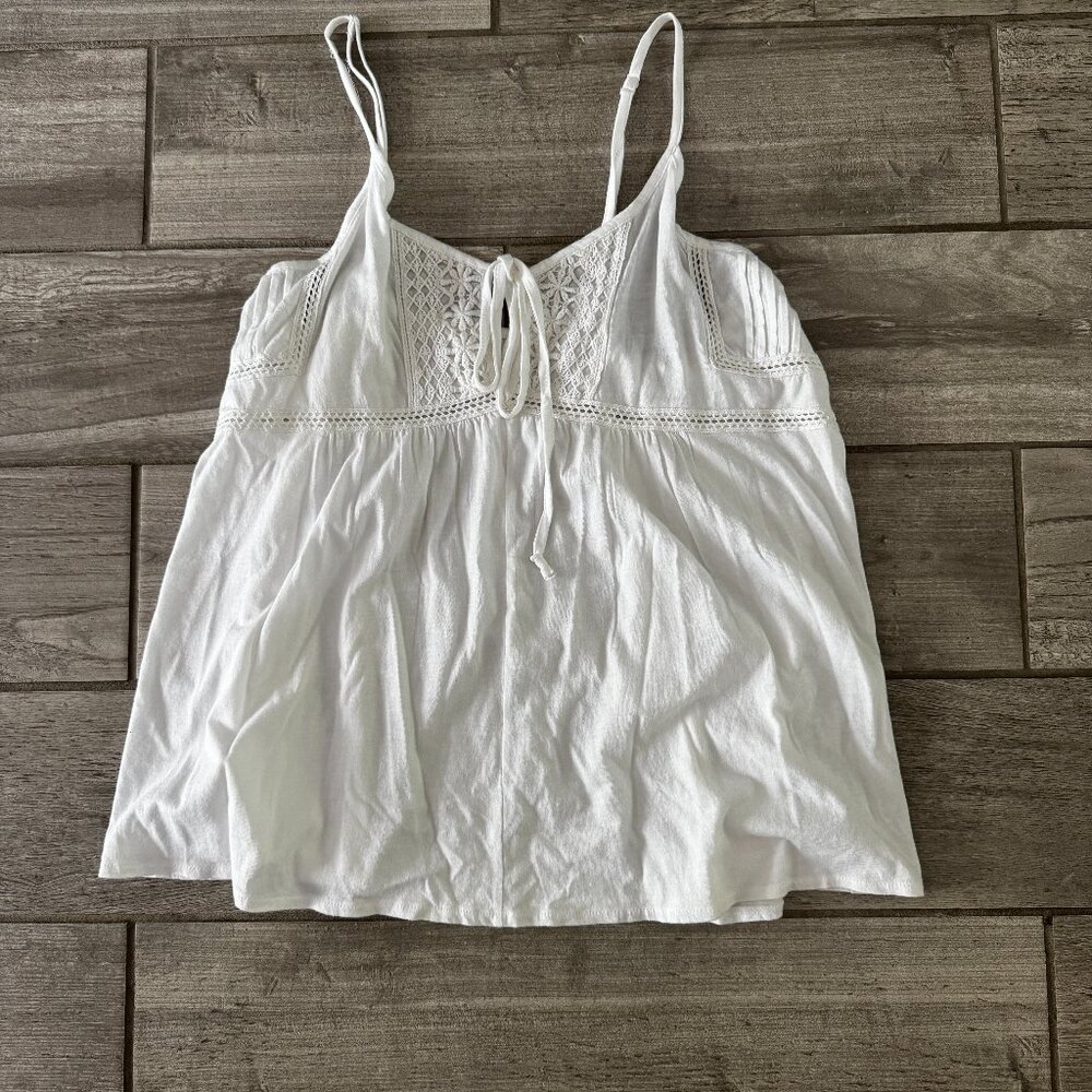 Volcom Flowy White Tank Top Embroidered Lace Adjustable Straps Large 14